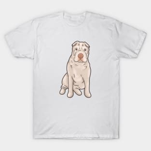 Adorable Shar Pei Gemma Sitting on White - Smaller Version T-Shirt